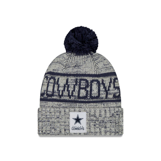 Dallas Cowboys 2025 Sideline Cold Weather Gray Pom Knit Hat - New Era Cap