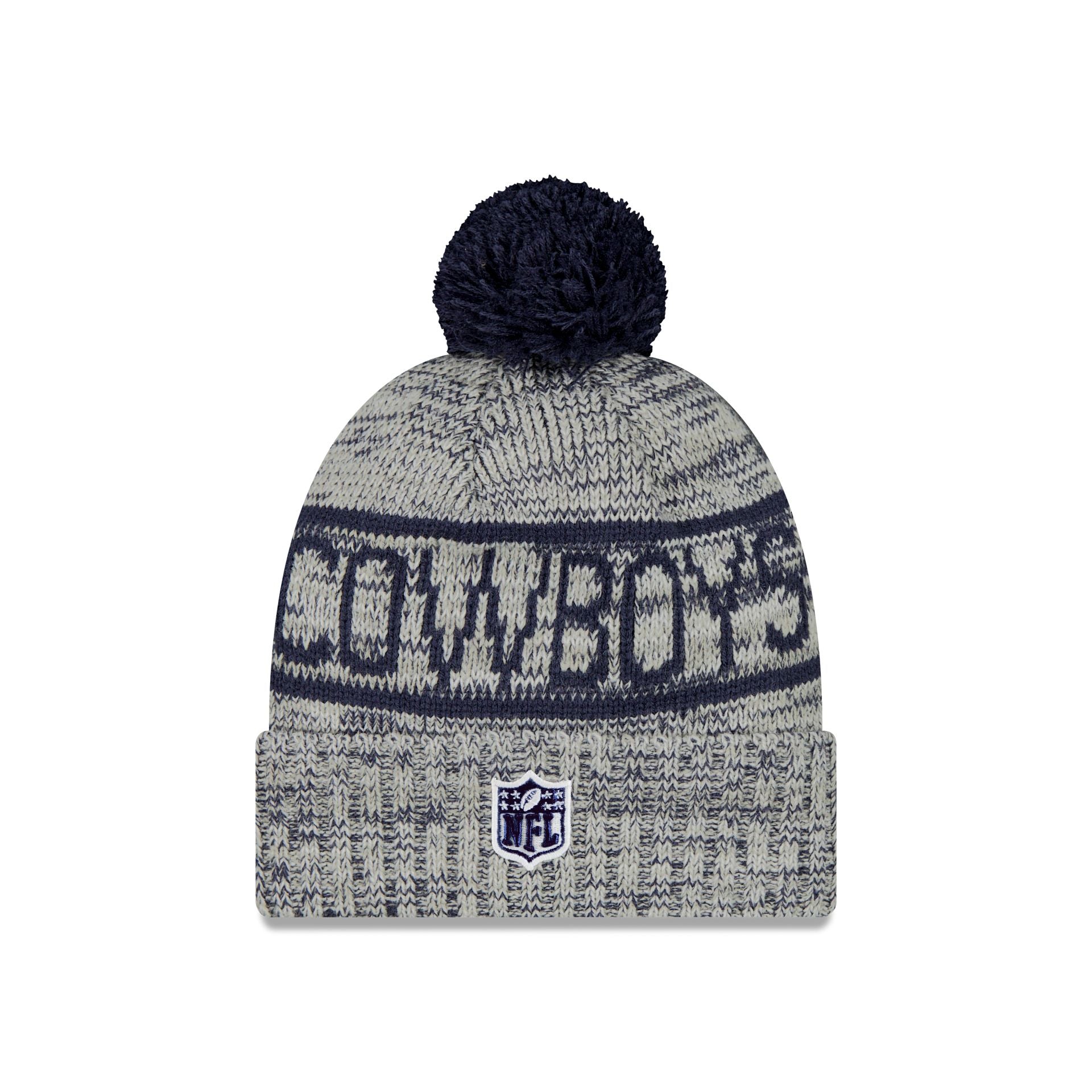 Dallas Cowboys 2025 Sideline Cold Weather Gray Pom Knit Hat