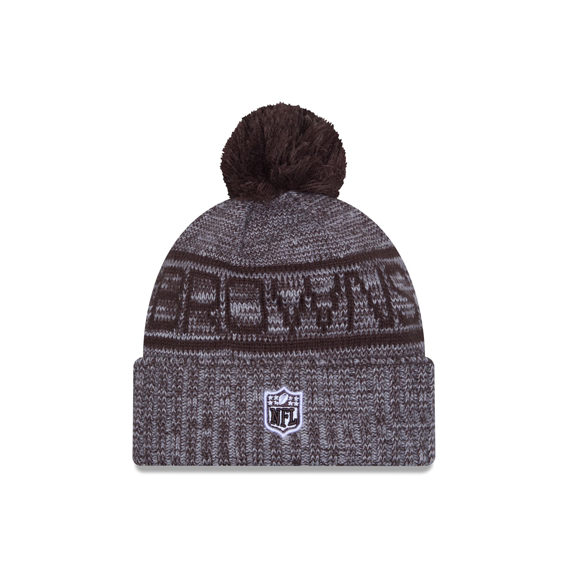 Cleveland Browns 2025 Sideline Cold Weather Gray Pom Knit Hat