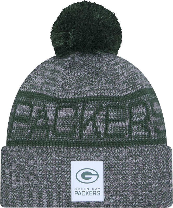 Green Bay Packers 2025 Sideline Cold Weather Gray Pom Knit Hat