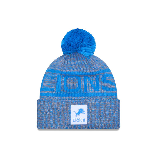 Detroit Lions 2025 Sideline Cold Weather Gray Pom Knit Hat - New Era Cap