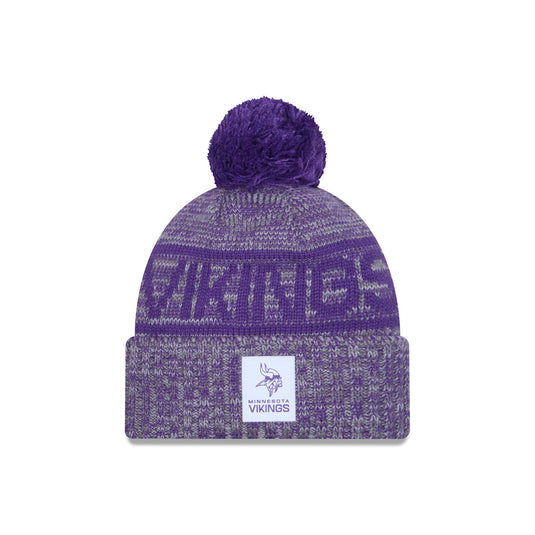 Minnesota Vikings 2025 Sideline Cold Weather Gray Pom Knit Hat - New Era Cap