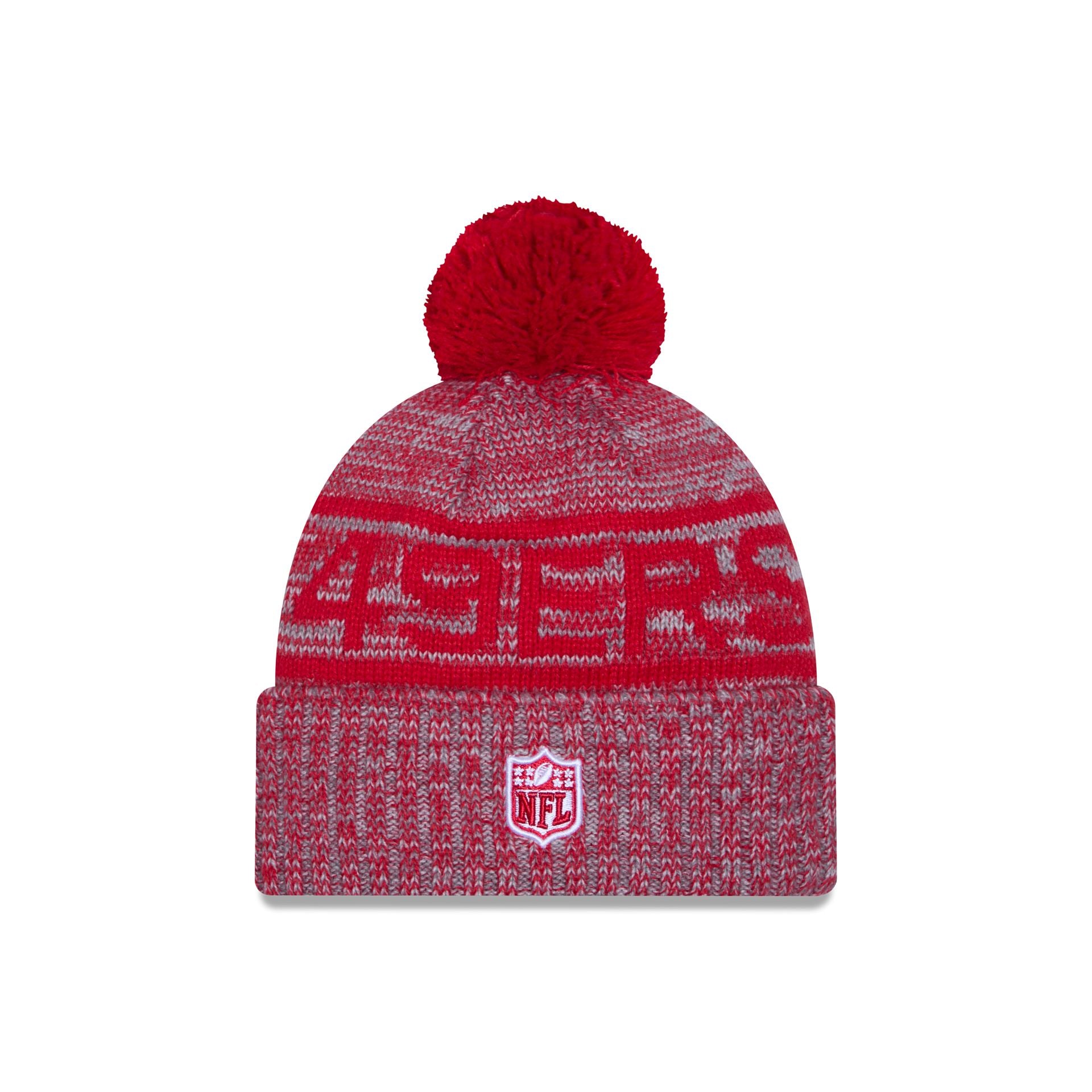 San Francisco 49ers 2025 Sideline Cold Weather Gray Pom Knit Hat