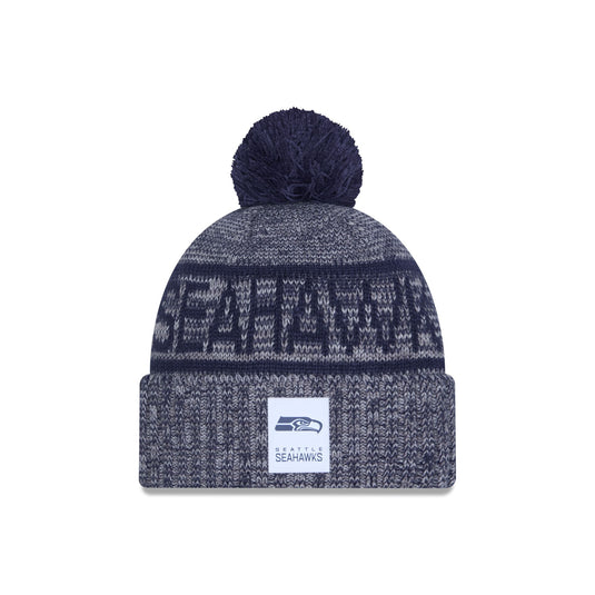 Seattle Seahawks 2025 Sideline Cold Weather Gray Pom Knit Hat - New Era Cap