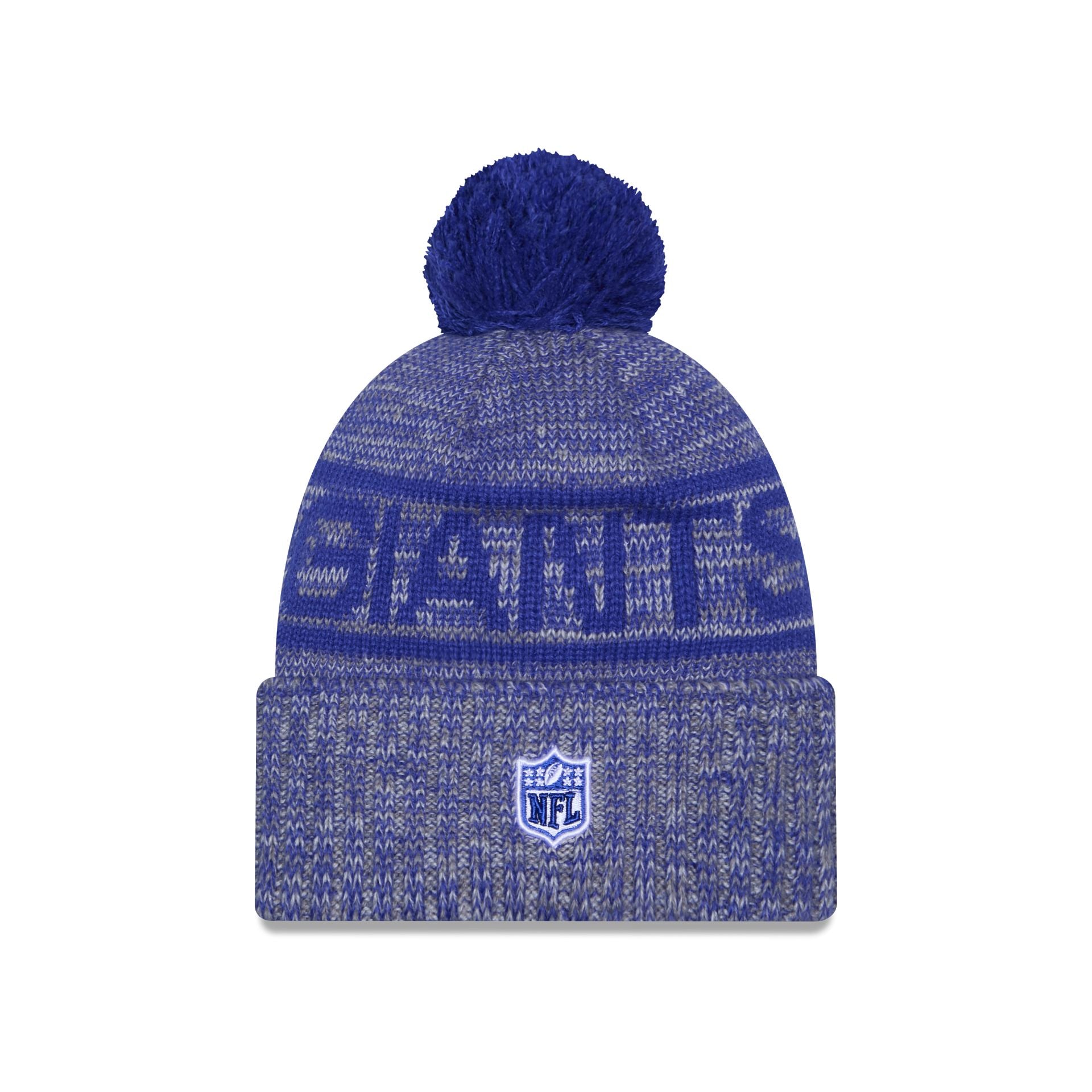 New York Giants 2025 Sideline Cold Weather Gray Pom Knit Hat