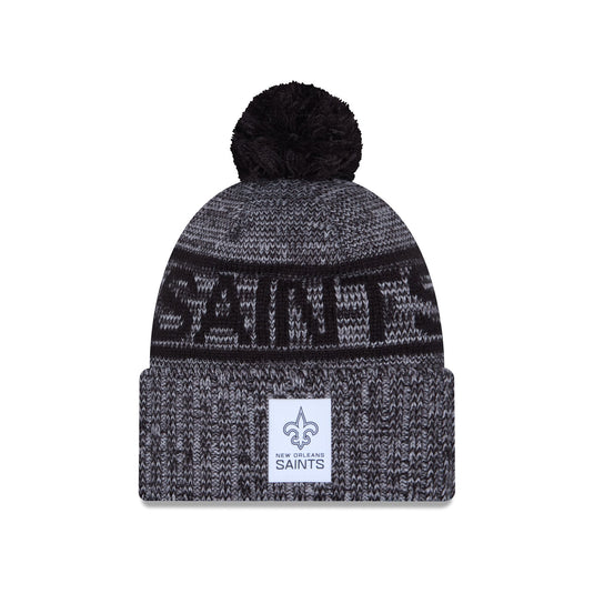 New Orleans Saints 2025 Sideline Cold Weather Gray Pom Knit Hat - New Era Cap