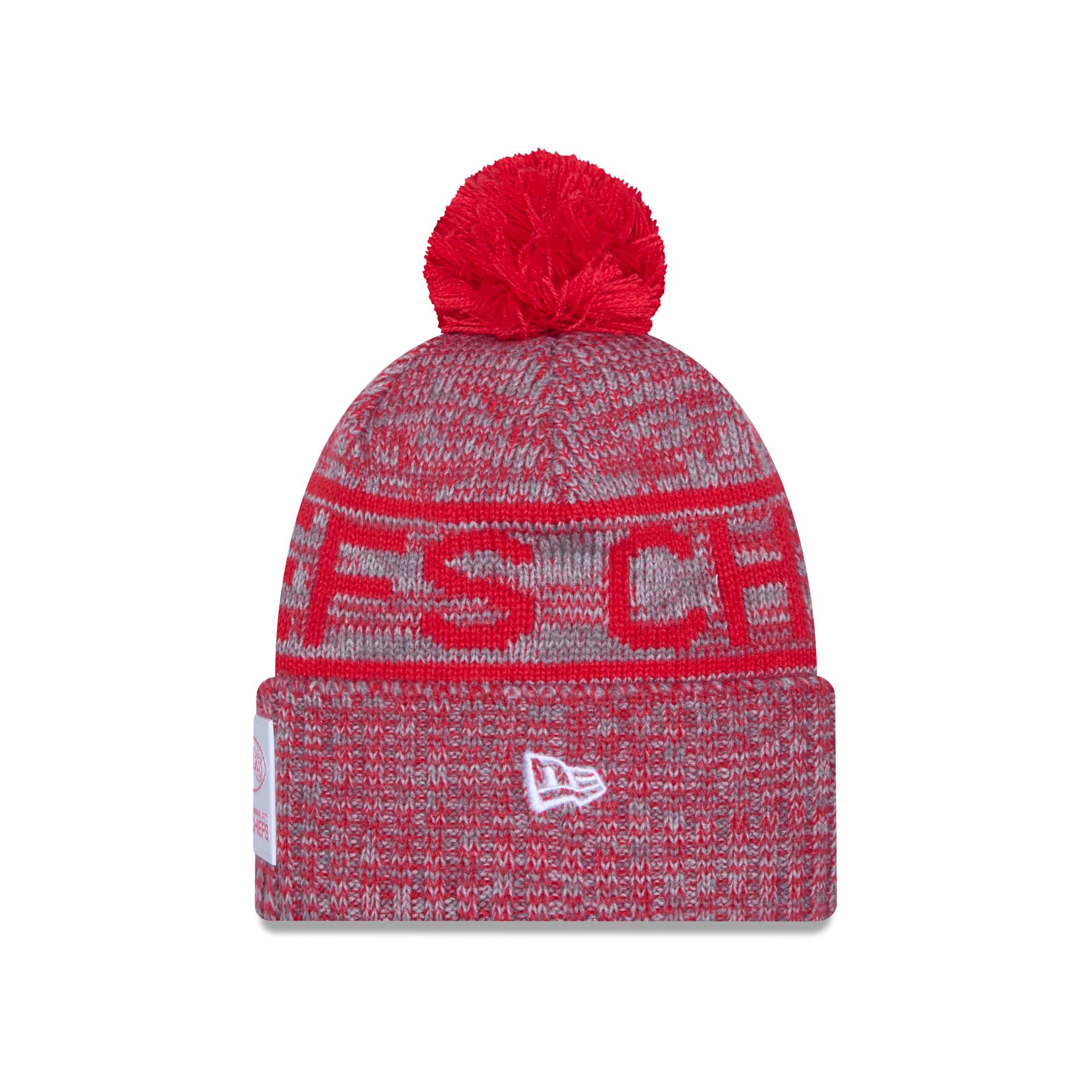 Kansas City Chiefs 2025 Sideline Cold Weather Gray Pom Knit Hat