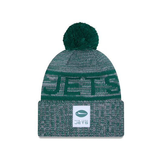 New York Jets 2025 Sideline Cold Weather Gray Pom Knit Hat - New Era Cap