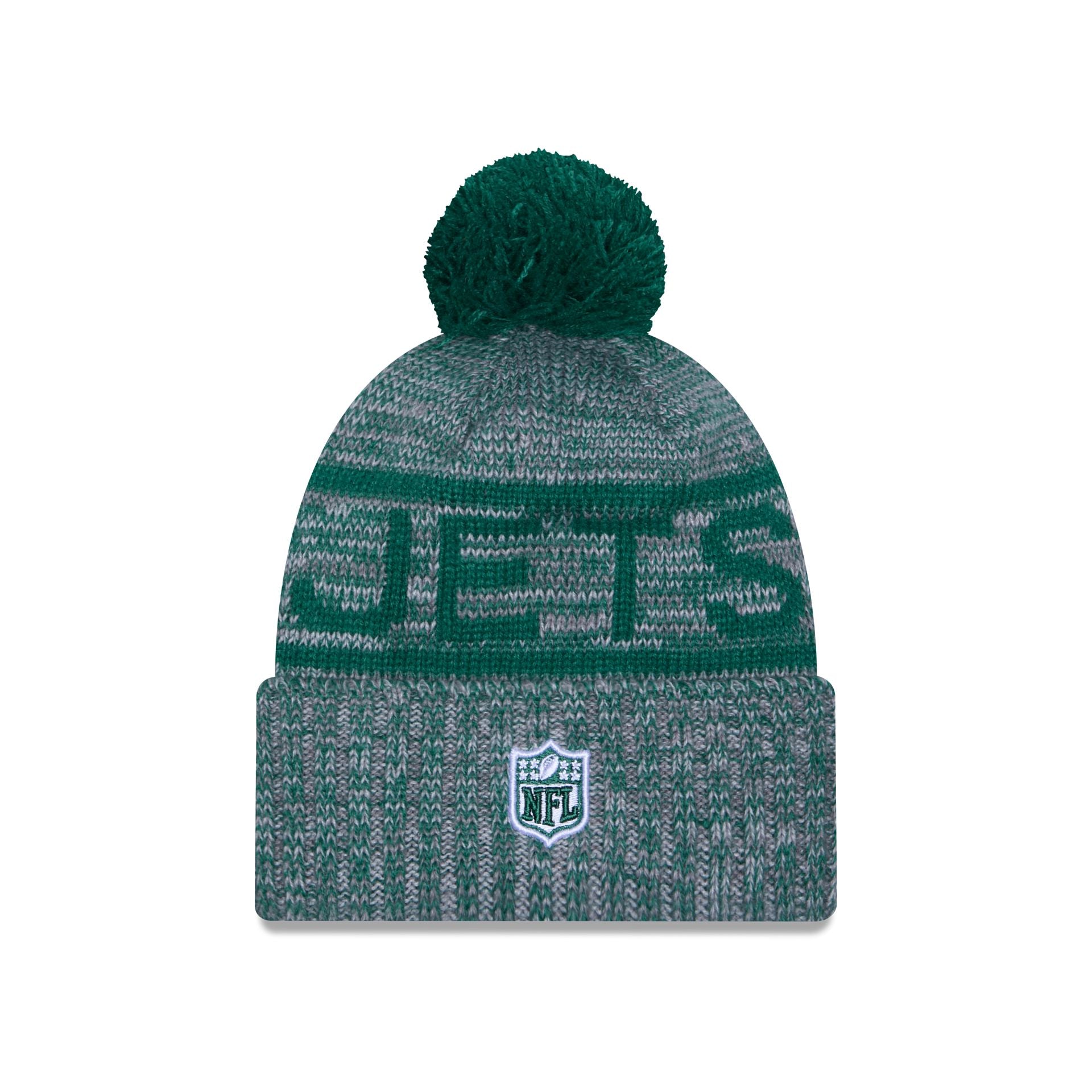New York Jets 2025 Sideline Cold Weather Gray Pom Knit Hat