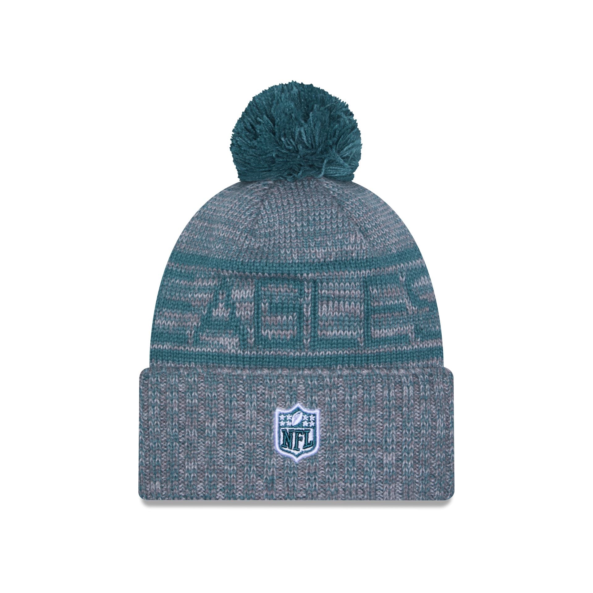 Philadelphia Eagles 2025 Sideline Cold Weather Gray Pom Knit Hat