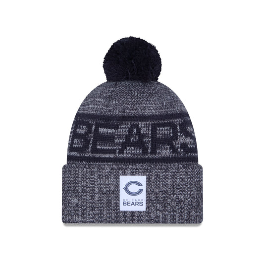 Chicago Bears 2025 Sideline Cold Weather Gray Pom Knit Hat - New Era Cap