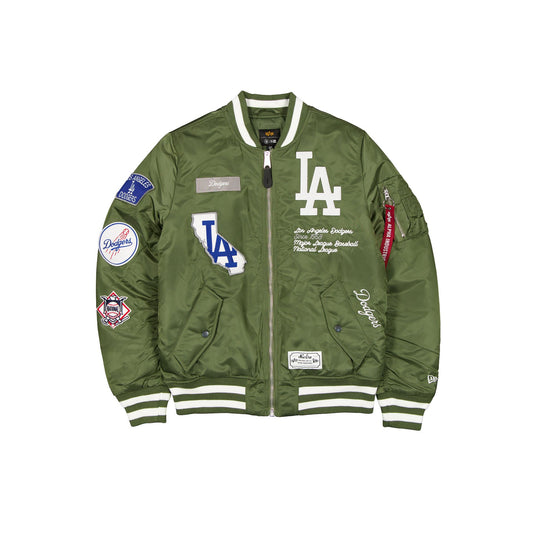 Alpha Industries x Los Angeles Dodgers Olive Green MA-1 Bomber Jacket - New Era Cap