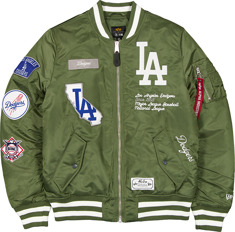 Alpha Industries x Los Angeles Dodgers Olive Green MA-1 Bomber Jacket