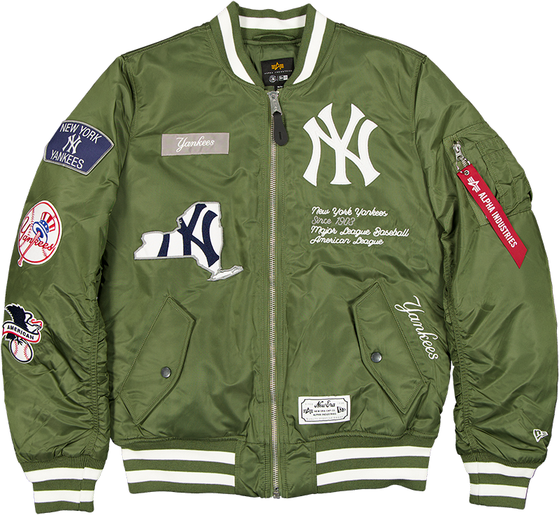 Alpha Industries x New York Yankees Olive Green MA-1 Bomber Jacket