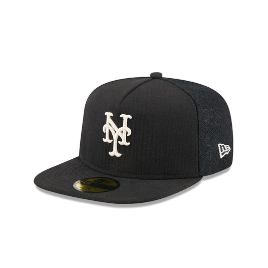 New York Mets Black Mesh 59FIFTY A-Frame Fitted Hat - New Era Cap