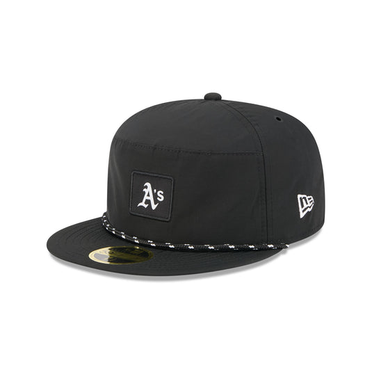 Oakland Athletics Black Poly Rope Split Panel 59FIFTY Fitted Hat - New Era Cap