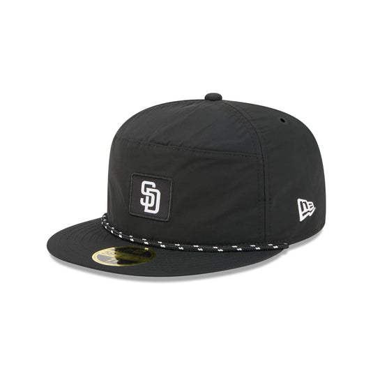 San Diego Padres Black Poly Rope Split Panel 59FIFTY Fitted Hat - New Era Cap