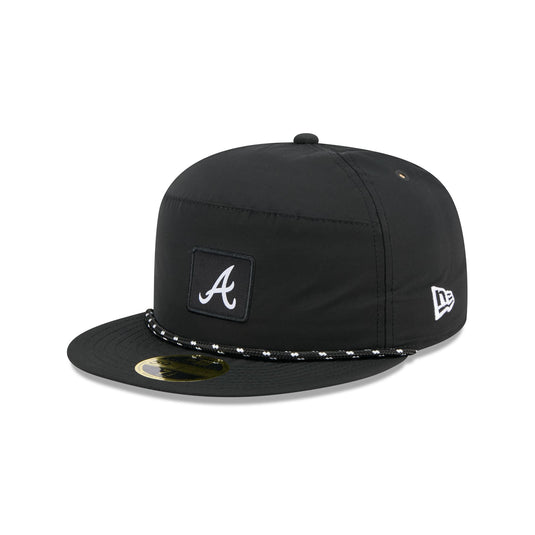 Atlanta Braves Black Poly Rope Split Panel 59FIFTY Fitted Hat - New Era Cap