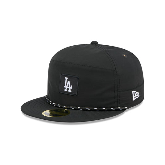 Los Angeles Dodgers Black Poly Rope Split Panel 59FIFTY Fitted Hat - New Era Cap