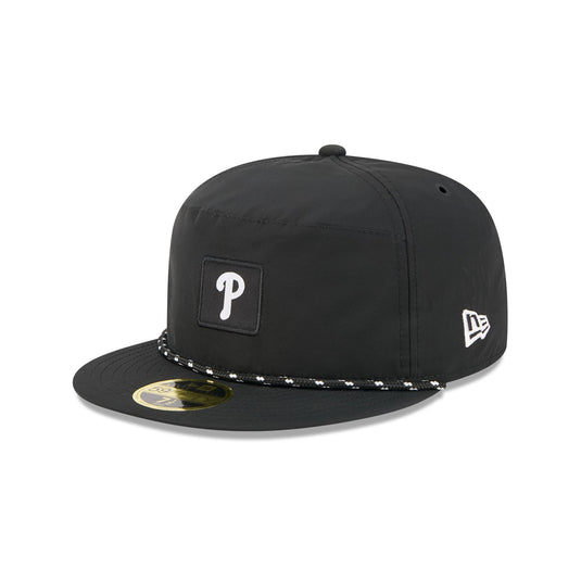Philadelphia Phillies Black Poly Rope Split Panel 59FIFTY Fitted Hat - New Era Cap