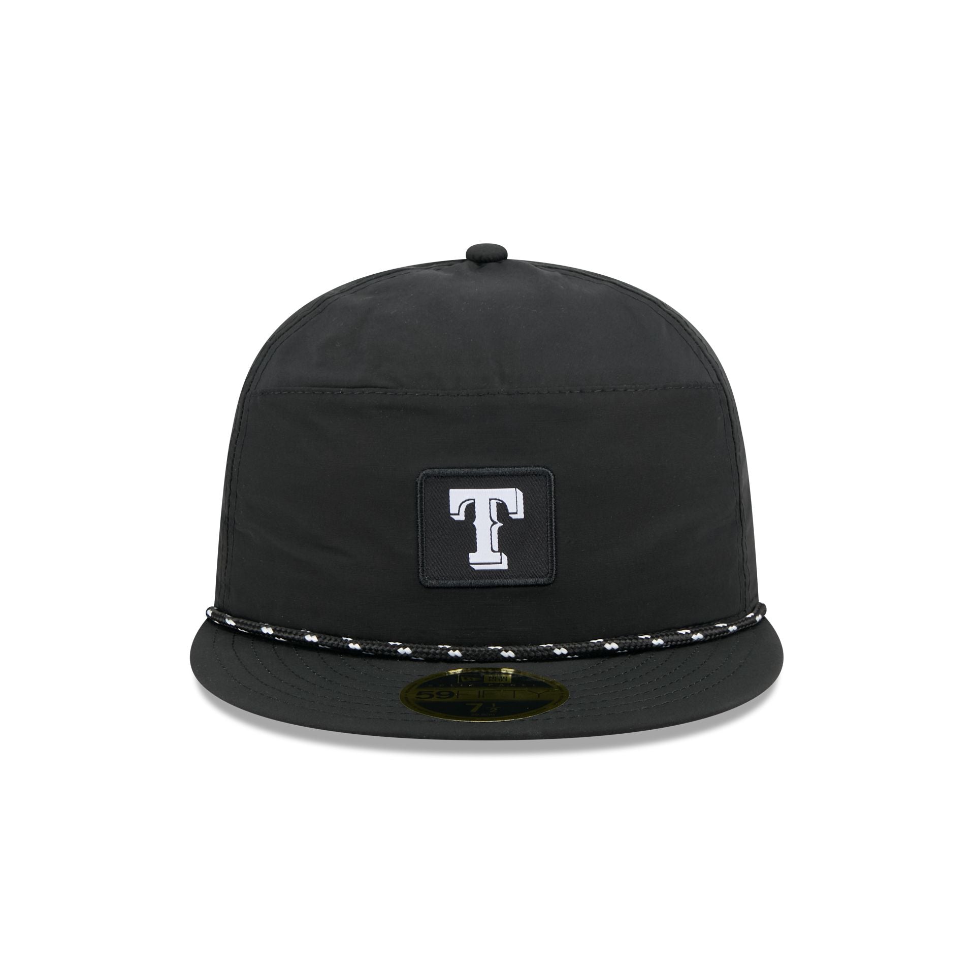 Texas Rangers Black Poly Rope Split Panel 59FIFTY Fitted Hat – New