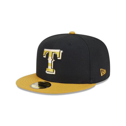 Texas Rangers Metallic Gold Logo 59FIFTY Fitted Hat - New Era Cap