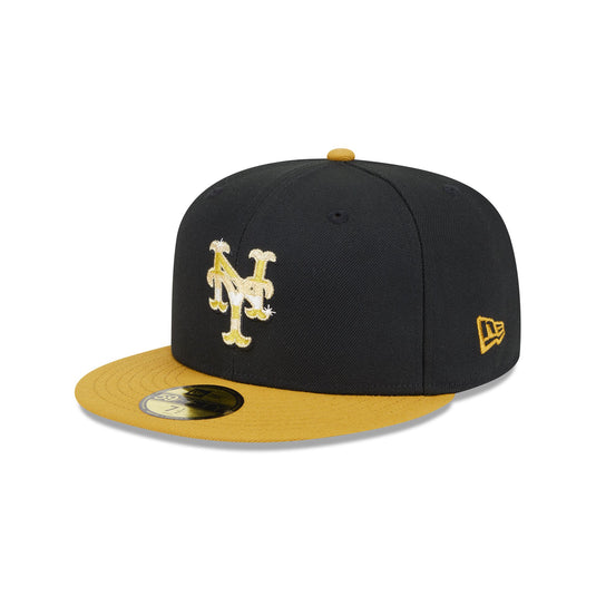 New York Mets Metallic Gold Logo 59FIFTY Fitted Hat - New Era Cap