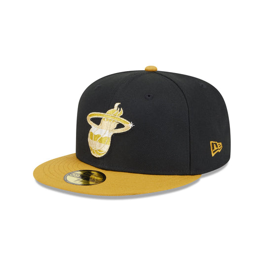 Miami Heat Metallic Gold Logo 59FIFTY Fitted Hat - New Era Cap