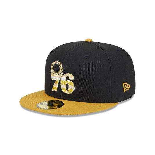 Philadelphia 76ers Metallic Gold Logo 59FIFTY Fitted Hat - New Era Cap