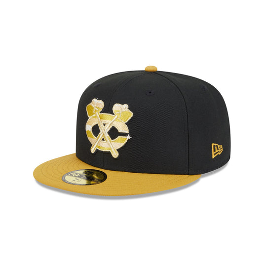 Chicago Blackhawks Metallic Gold Logo 59FIFTY Fitted Hat - New Era Cap