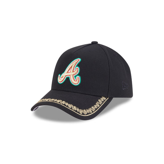 Atlanta Braves Ornate Visor 9FORTY A-Frame Snapback Hat - New Era Cap