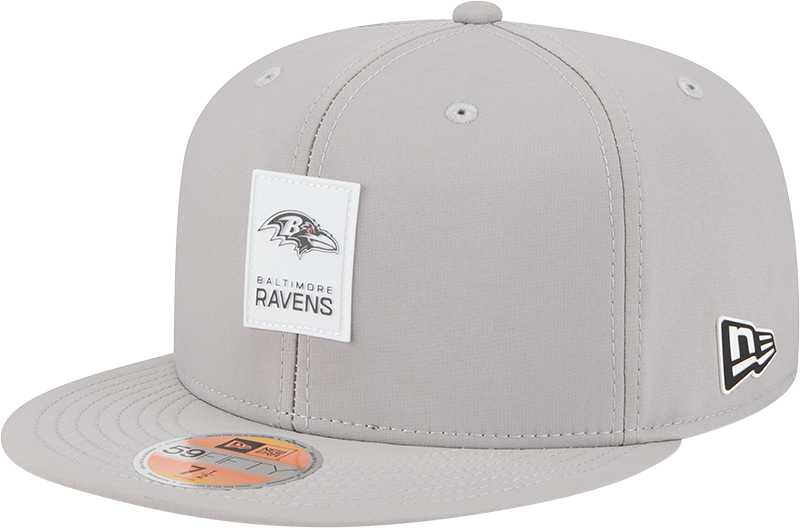 Baltimore Ravens 2025 Sideline Hot Weather Gray 59FIFTY Fitted Hat