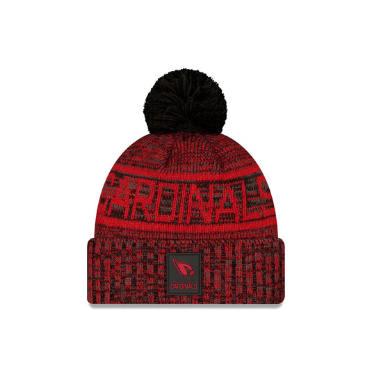 Arizona Cardinals 2025 Sideline Cold Weather Black Pom Knit Hat - New Era Cap