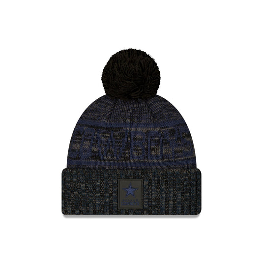 Dallas Cowboys 2025 Sideline Cold Weather Black Pom Knit Hat - New Era Cap