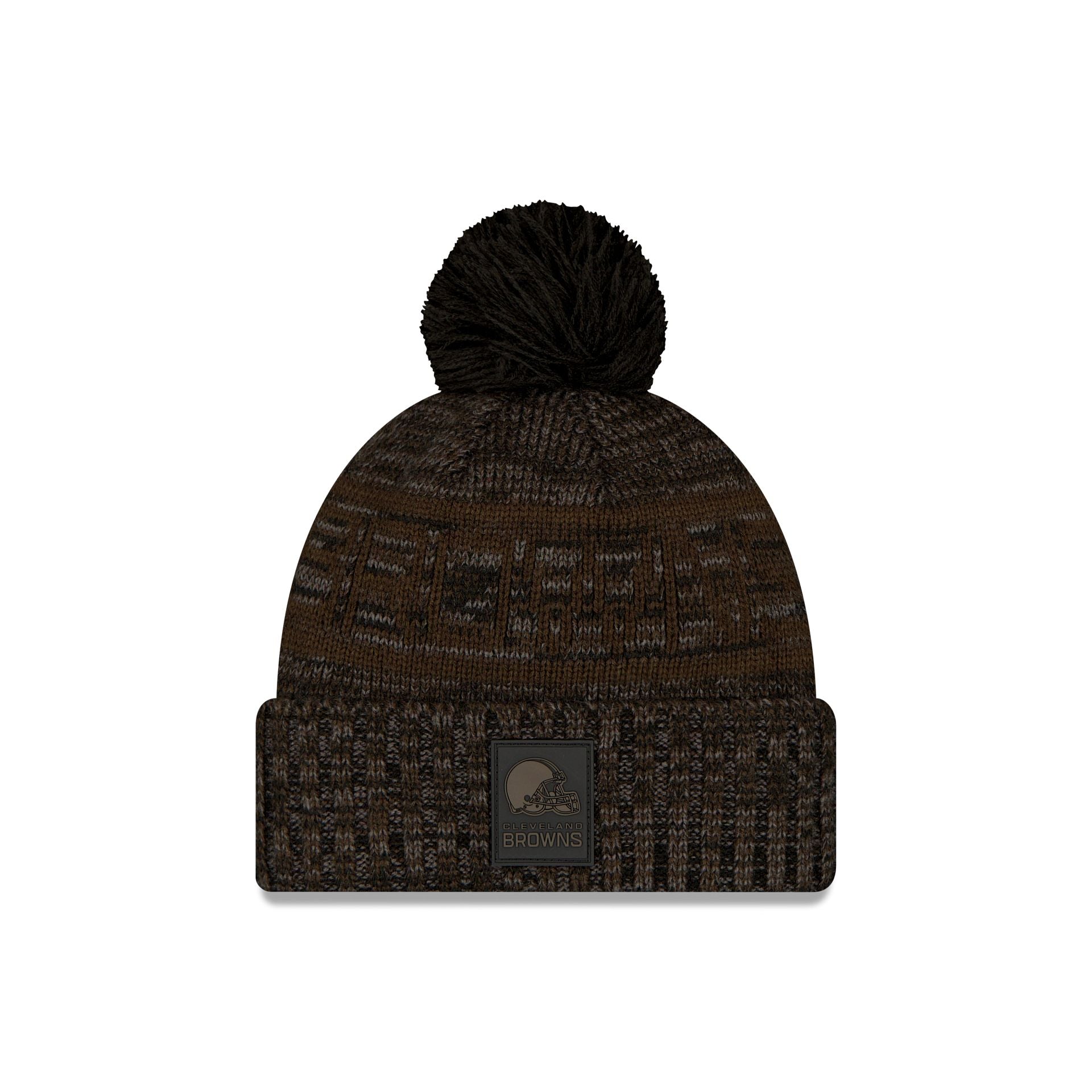 Cleveland Browns 2025 Sideline Cold Weather Black Pom Knit Hat