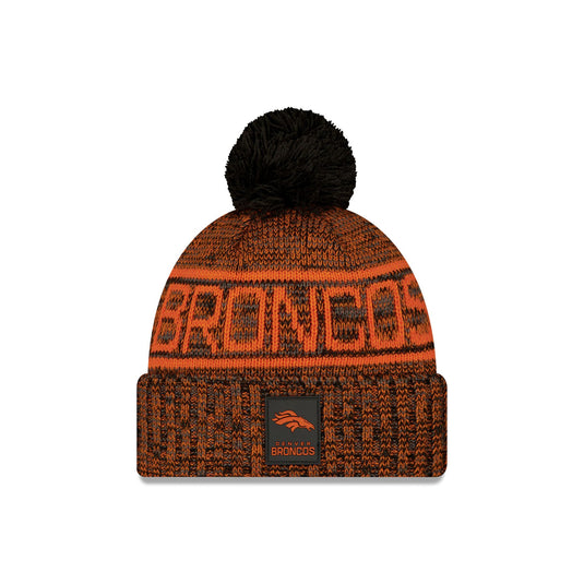 Denver Broncos 2025 Sideline Cold Weather Black Pom Knit Hat - New Era Cap