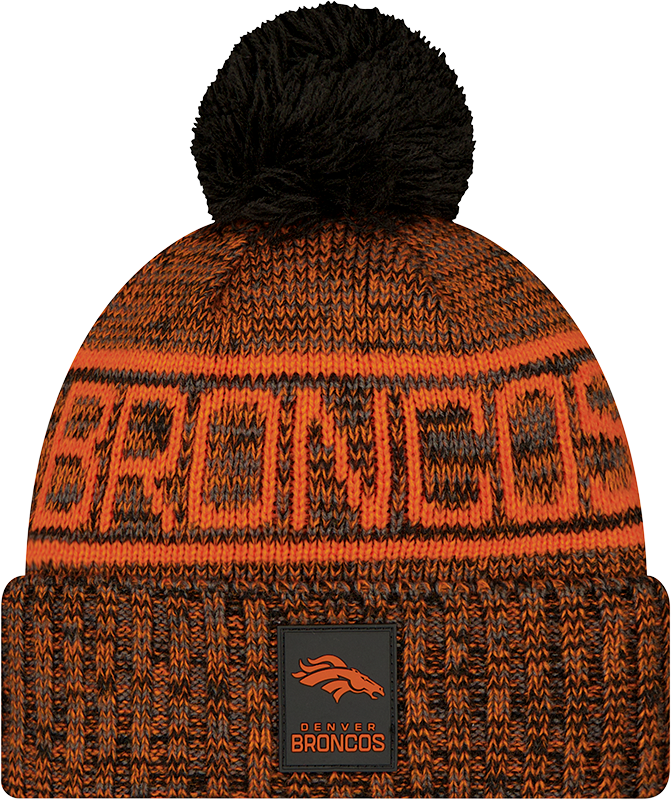Denver Broncos 2025 Sideline Cold Weather Black Pom Knit Hat