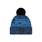 Detroit Lions 2025 Sideline Cold Weather Black Pom Knit Hat