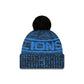 Detroit Lions 2025 Sideline Cold Weather Black Pom Knit Hat