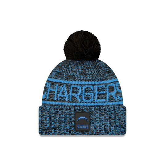 Los Angeles Chargers 2025 Sideline Cold Weather Black Pom Knit Hat - New Era Cap