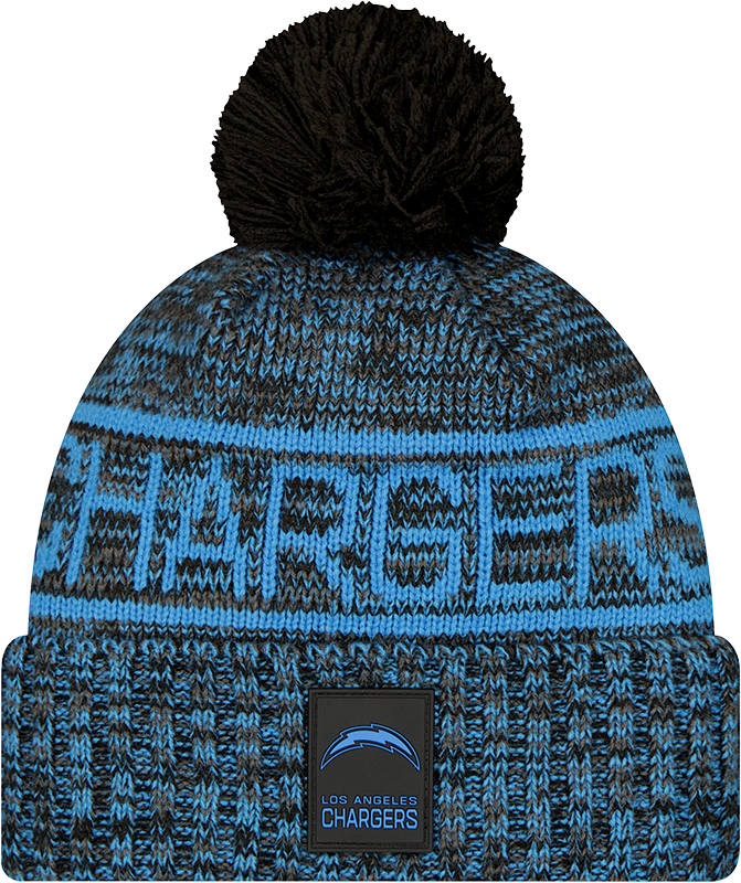 Los Angeles Chargers 2025 Sideline Cold Weather Black Pom Knit Hat