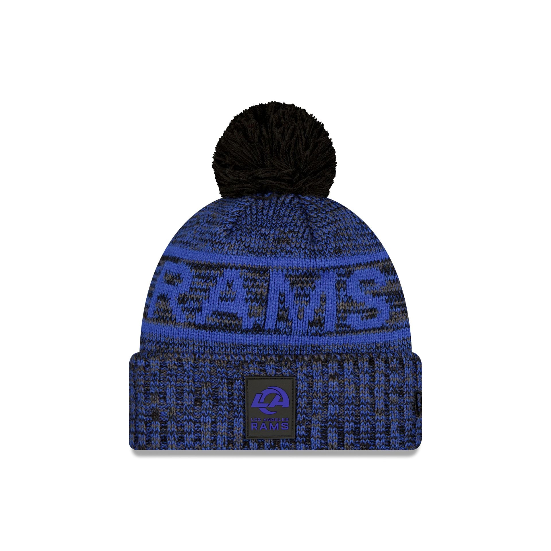 Los Angeles Rams 2025 Sideline Cold Weather Black Pom Knit Hat