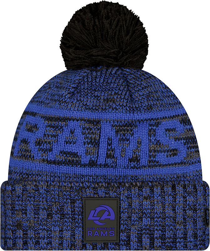 Los Angeles Rams 2025 Sideline Cold Weather Black Pom Knit Hat