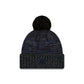 New England Patriots 2025 Sideline Cold Weather Black Pom Knit Hat