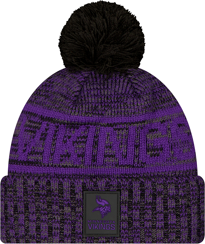 Minnesota Vikings 2025 Sideline Cold Weather Black Pom Knit Hat