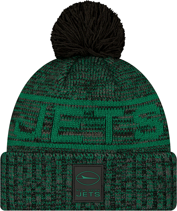 New York Jets 2025 Sideline Cold Weather Black Pom Knit Hat