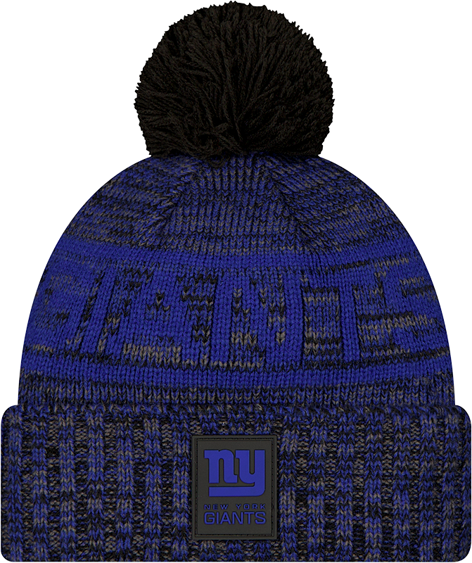 New York Giants 2025 Sideline Cold Weather Black Pom Knit Hat