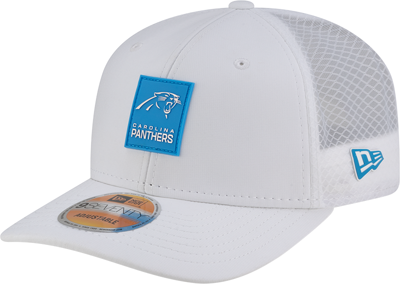 Carolina Panthers 2025 Sideline Hot Weather White 9SEVENTY Trucker Hat