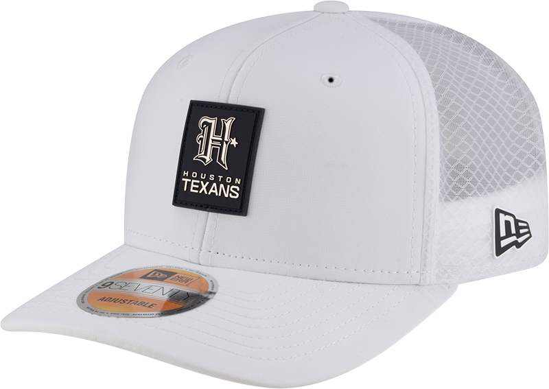 Houston Texans 2025 Sideline Hot Weather White H 9SEVENTY Trucker Hat