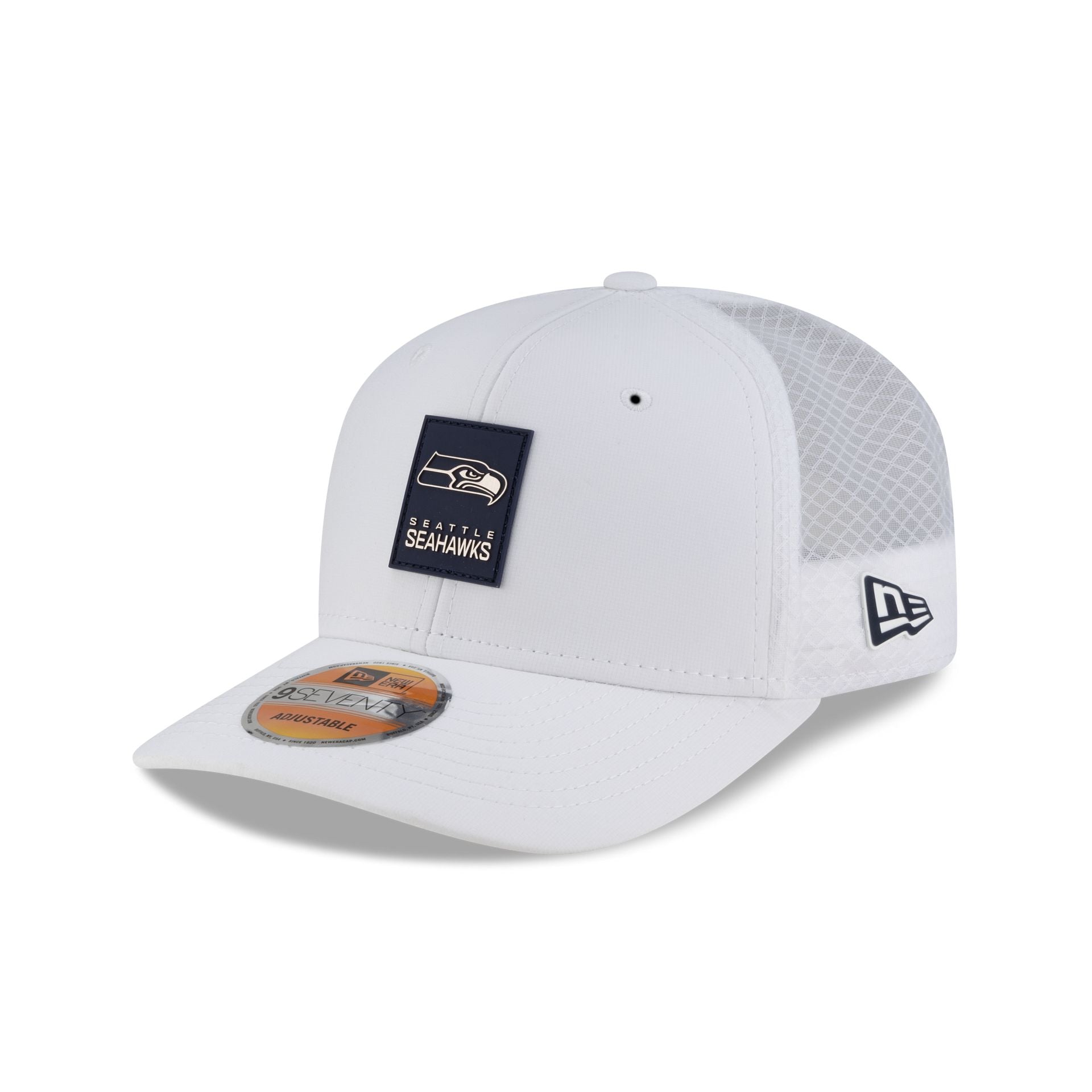 Seattle Seahawks 2025 Sideline Hot Weather White 9SEVENTY Trucker Hat